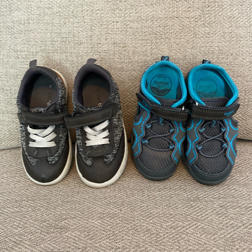 2 pair little boys shoes. Size 8 M. Carters & OshKosh.